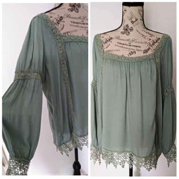 Tops - ENTRO BOHEMIAN CROCHET DETAIL TOP